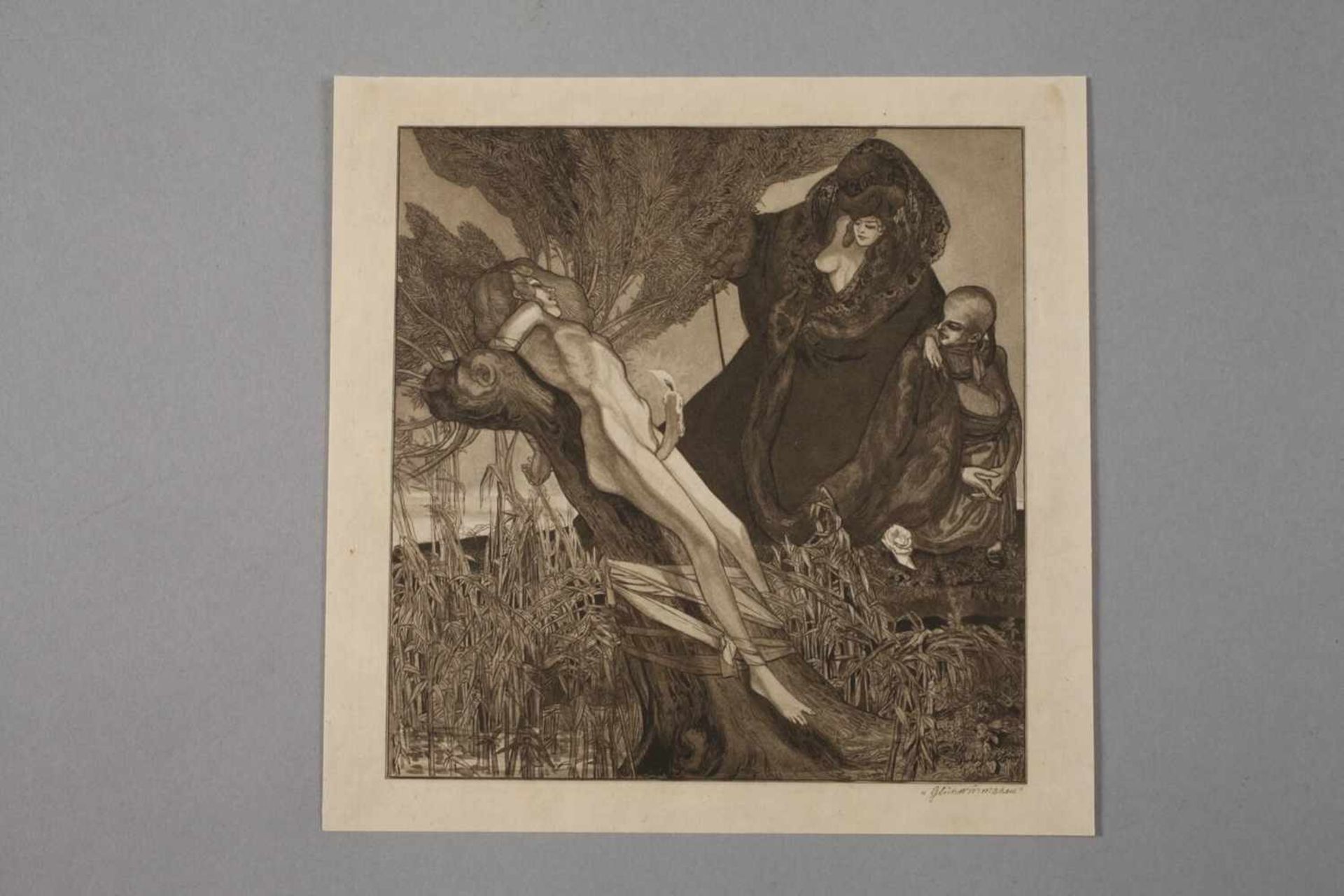 Franz von Bayros, "Glühwürmchen"phantasievolle, erotische Darstellung mit drei, teils nackten - Bild 2 aus 3