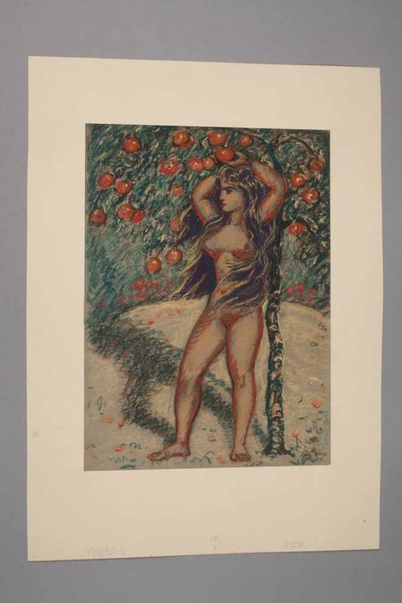 Walther Gasch "Yggdrasil"nordisch/mythologische Darstellung einer nackten jungen Frau unter dem - Bild 2 aus 3
