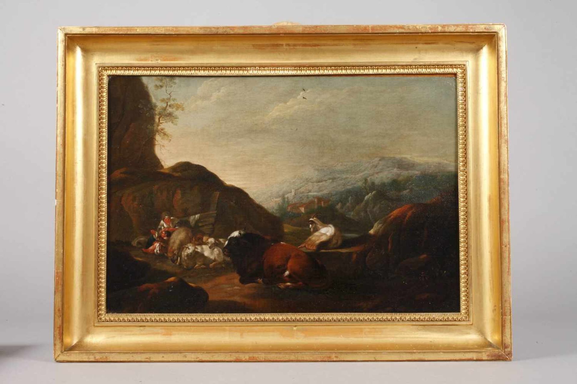 Johann Heinrich Roos, Zwei HirtenlandschaftenPendants mit lagernden Hirten, mit ihren Herden, auf - Bild 3 aus 9