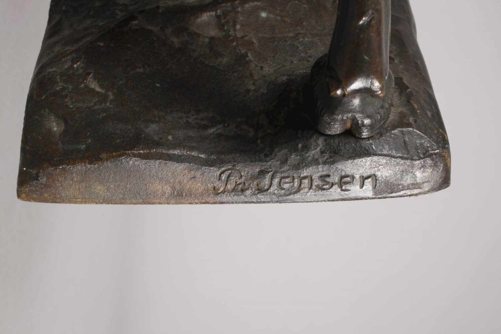 Peder Jensen, kämpfende BüffelAnfang 20. Jh., signiert, Bronze dunkel patiniert, Hörner aus Bein, - Bild 7 aus 7