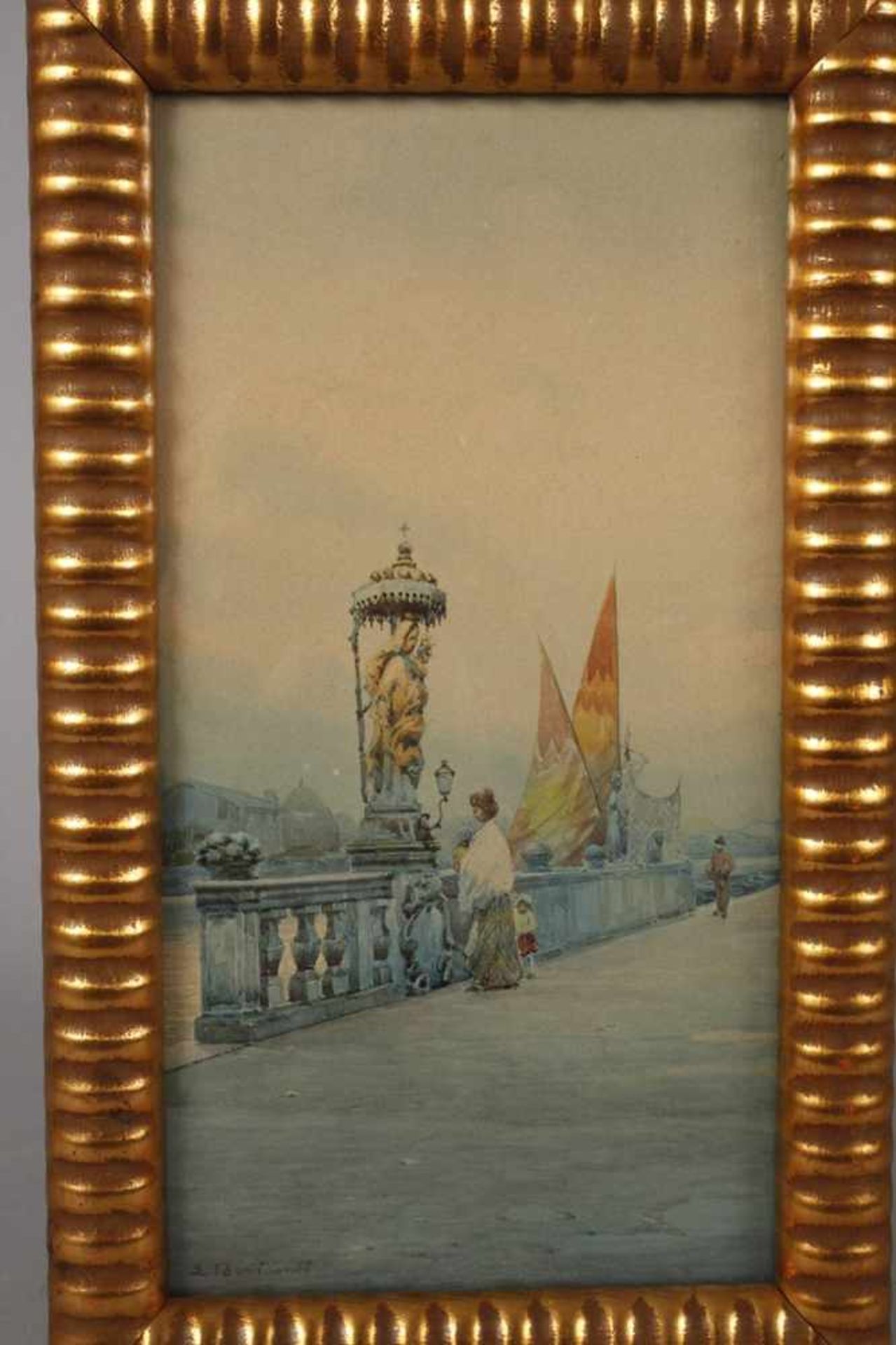 Eugenio Bonivento, Ansicht ChioggiaSzene auf der Promenade der "Klein-Venedig" genannten Stadt - Bild 2 aus 3