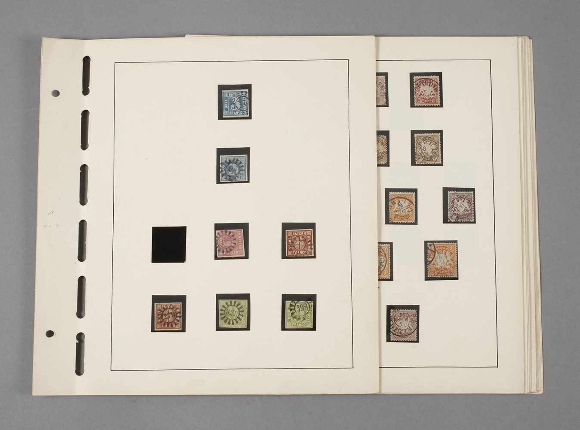 Briefmarken Altbayern ab 1849Sammlung AD mit anfänglichen Lücken auf 24 Albenblättern ab 1849 bis