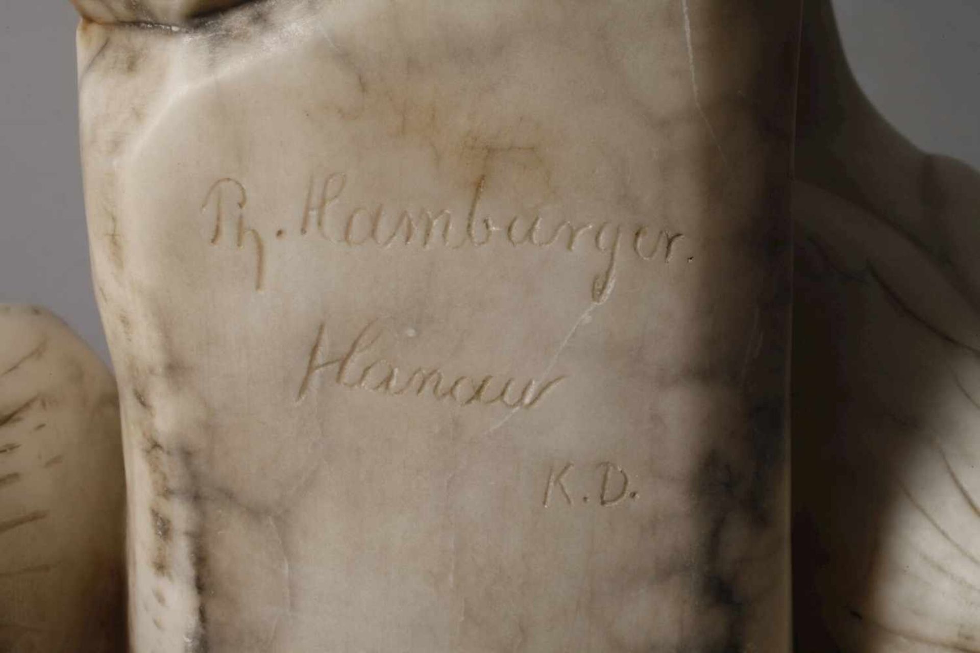 Philipp Hamburger, Mädchen mit Gänsenum 1900, signiert und bezeichnet "Hanau K.D.", verschieden - Bild 5 aus 7