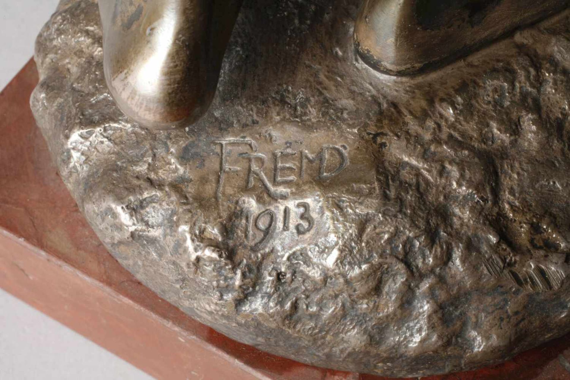 Adolf Fremd, "Pomona"datiert 1913 und signiert, Bronze versilbert, elegante Aktdarstellung der - Bild 6 aus 6