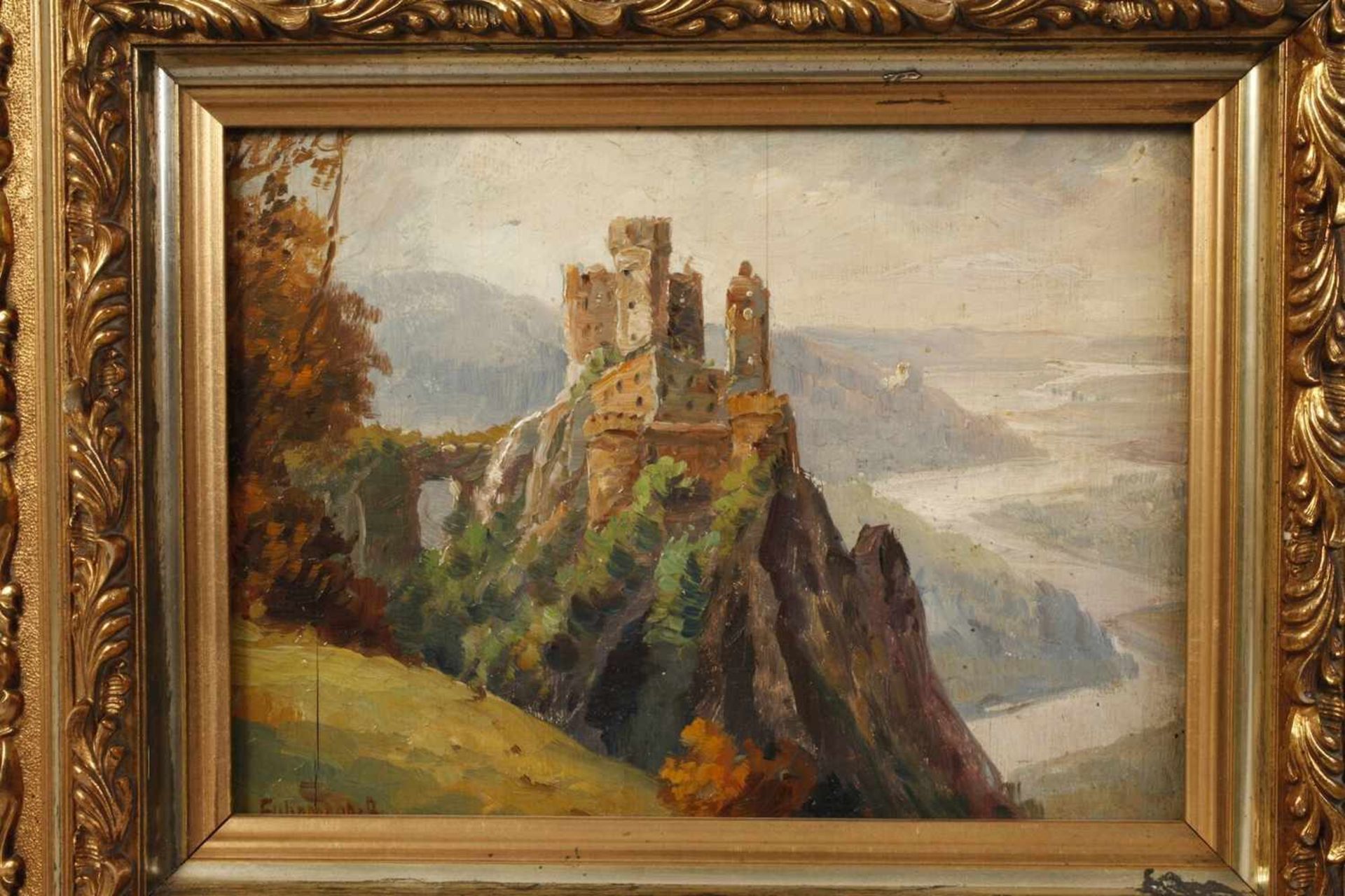 Georg Fuhrmann-Randeck, Schloss Habsburg am RheinSchlossanlage über tief eingeschnittenem - Bild 2 aus 4