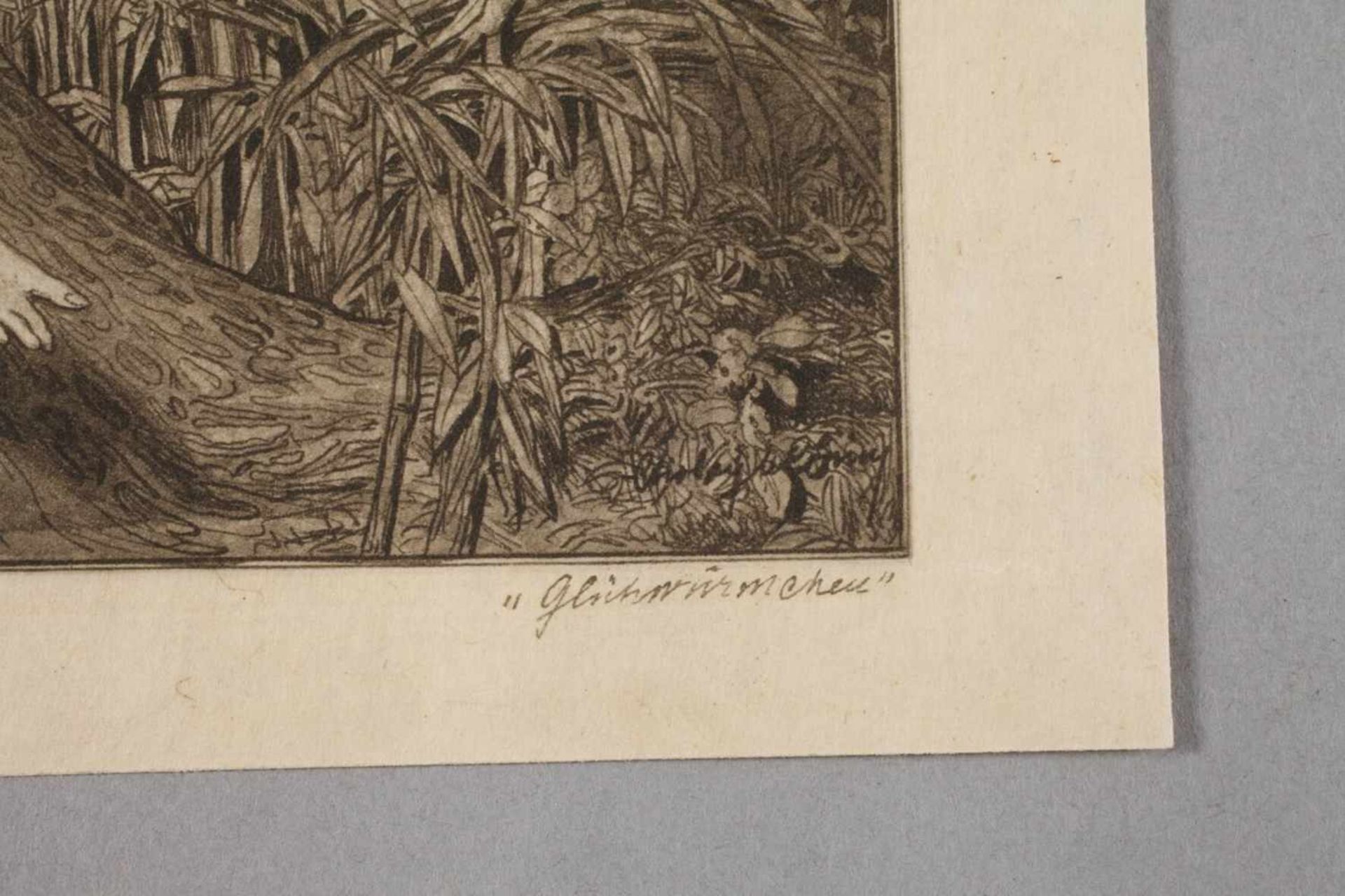 Franz von Bayros, "Glühwürmchen"phantasievolle, erotische Darstellung mit drei, teils nackten - Bild 3 aus 3