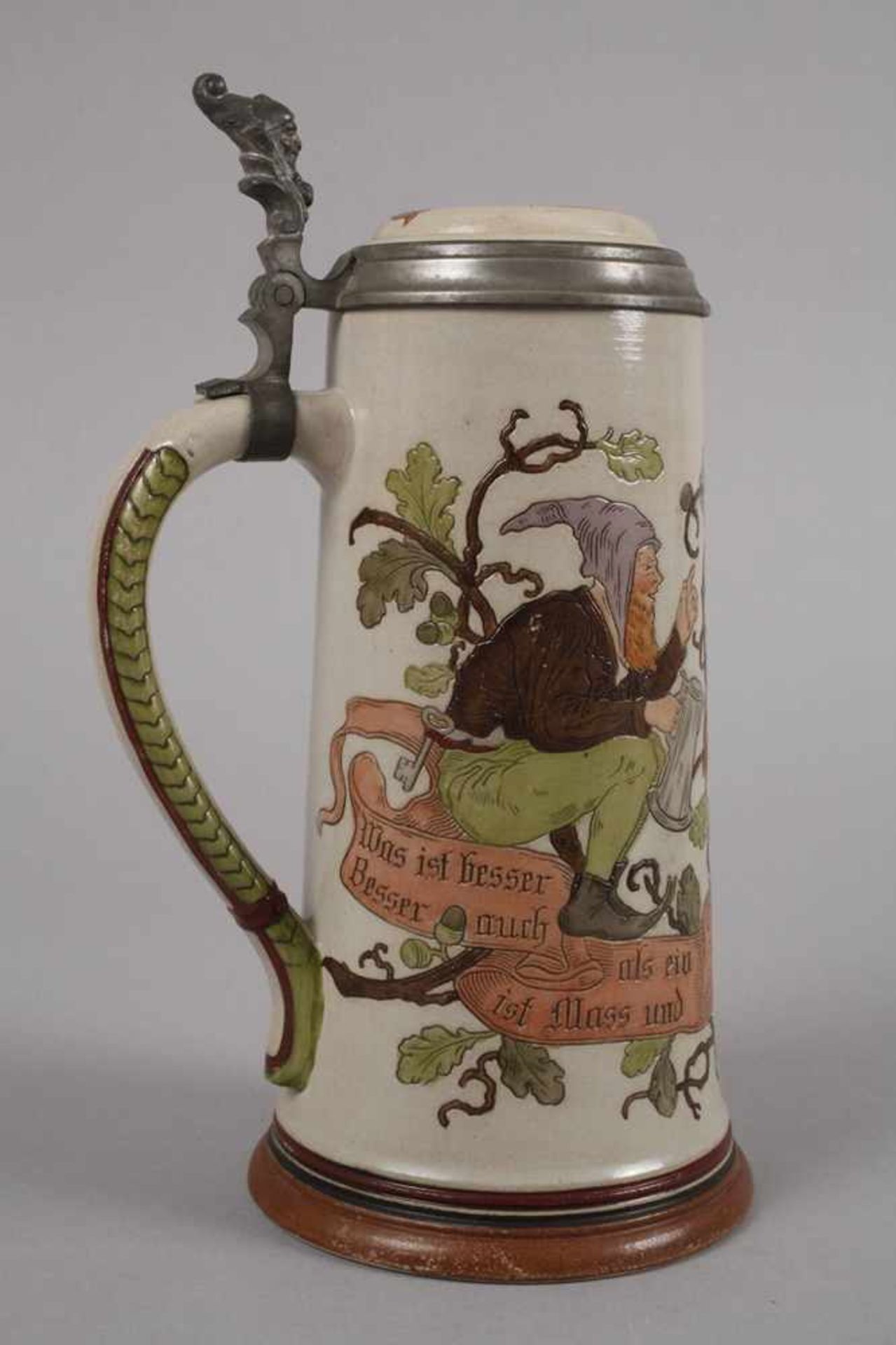 Zwergenkrug § 11wohl Villeroy & Boch, um 1890, ungemarkt, geprägter Schriftzug Germany, Modellnummer - Bild 2 aus 5