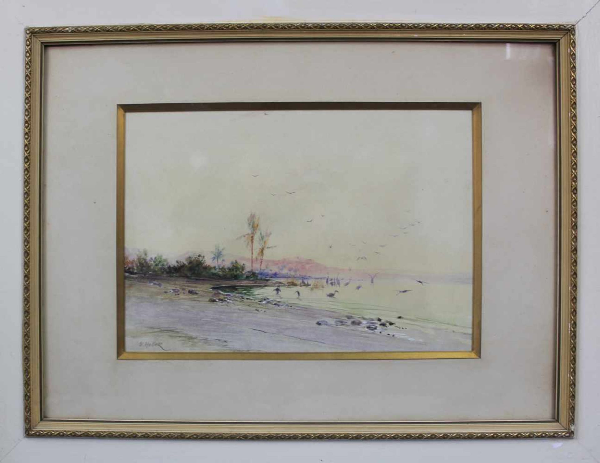 Eduard HELLER (1852 -?). Der Nil bei Assuan. Orient.23 cm x 32 cm im Ausschnitt. Gemälde. - Bild 2 aus 5