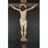 Unbekannter Künstler ( XIX ) "Präraffaelit", Jesus am Kreuz.133 cm x 89 cm. Gemälde, Öl auf
