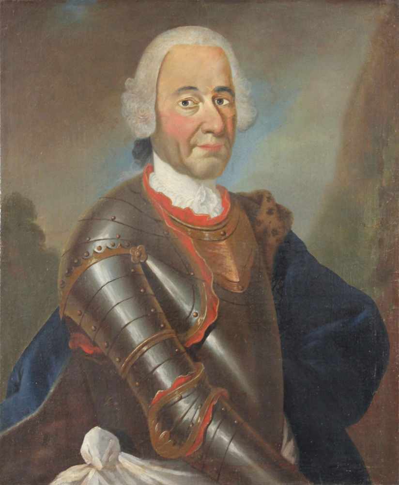 UNSIGNIERT (XVII - XVIII). Halbportrait eines Adligen in Rüstung.79 cm x 65 cm. Gemälde. Öl auf