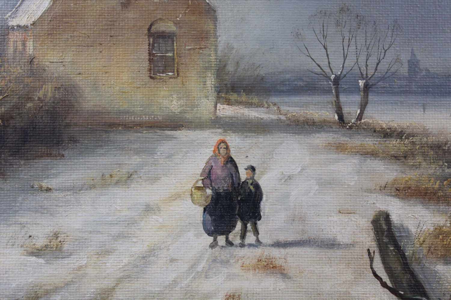 Wohl Johannes Hessel BROLSMA, (1909 -1990). Winter in den Niederlanden. Schlittschuhläufer.50 cm x - Image 4 of 7