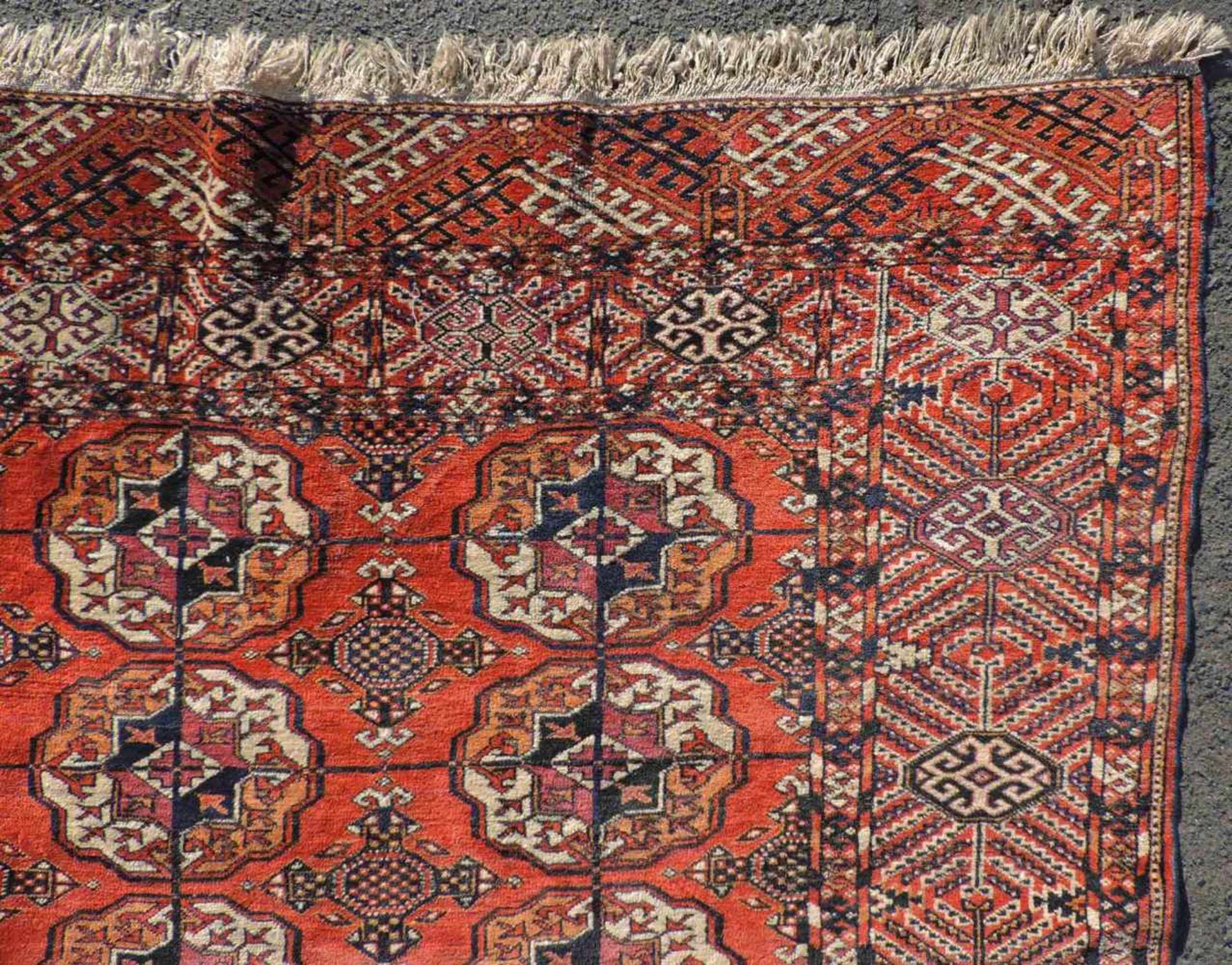 Jomud Stammesteppich. Iran. Antik, um 1910.309 cm x 210 cm. Handgeknüpft. Wolle auf Wolle. Göklan - Bild 7 aus 8