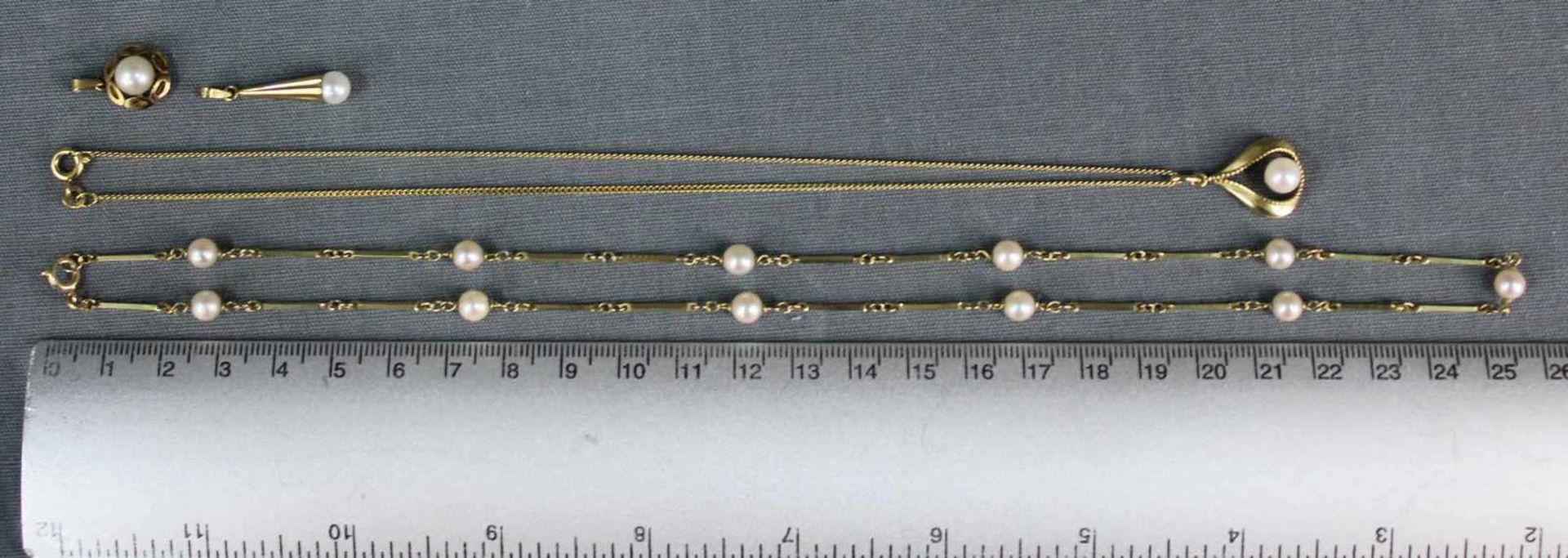 Perlen Schmuck Gold 333. Gesamtgewicht 12,8 Gramm.Pearl jewelry gold 333. Total weight 12.8 grams. - Image 10 of 10