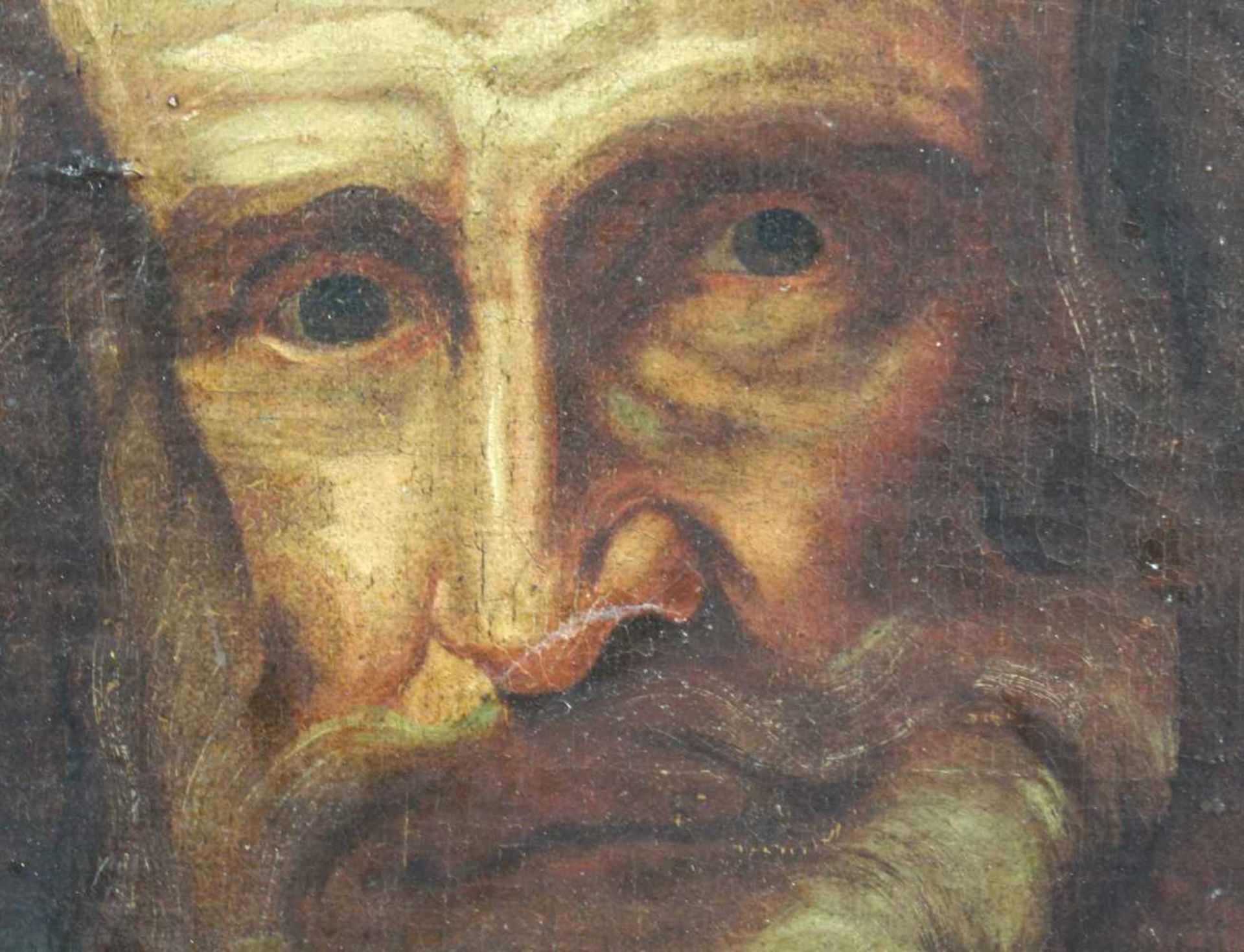UNSIGNIERT (XVIII). Darstellung eines Heiligen.43 cm x 32,5 cm. Gemälde. Öl auf Leinwand. - Image 3 of 5
