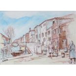 Willi POST (1912 - 1990). Calle in Burano / Murano bei Venedig, Italien. 1985.45 cm x 63 cm.