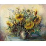 Hans ANTLITZ (1902 - 1978). Sonnenblumen.64 cm x 80 cm. Gemälde. Öl auf Leinwand. Rechts unten