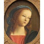 Italienische Schule (XVI - XVII). Maria Magdalena.22 cm x 18 cm oval. Insgesamt 40 cm x 32 cm.