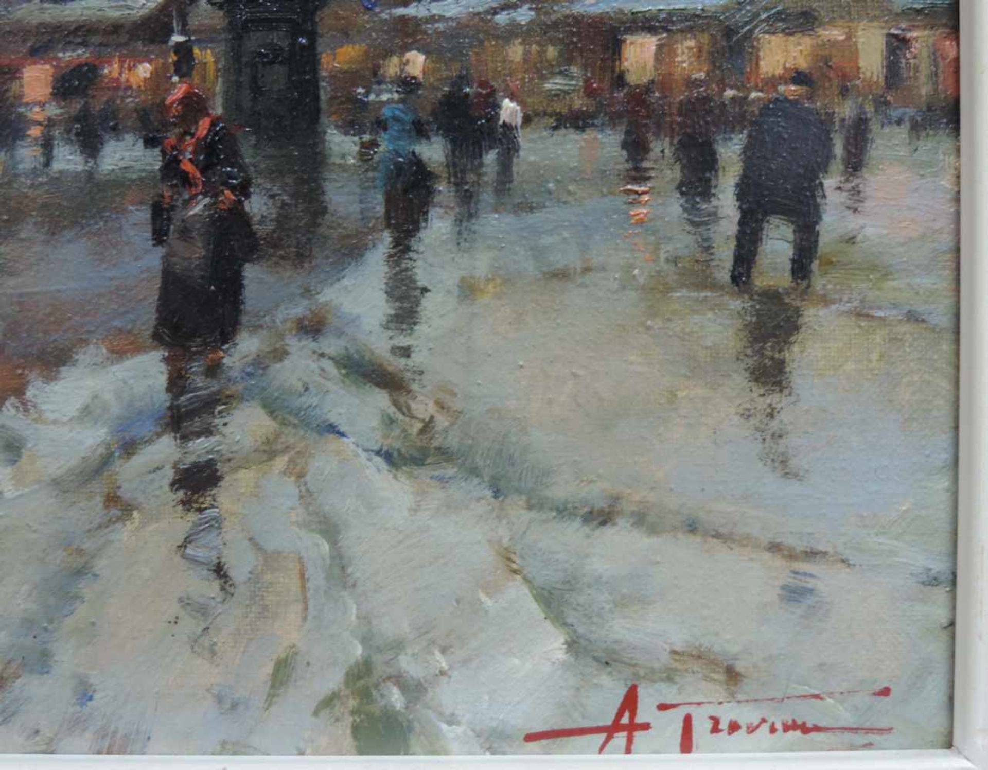 Antonio GRAVINA (1934 - 2011). "Winterabend".24 cm x 30 cm. Gemälde. Öl auf Leinwand. Rechts unten - Image 3 of 6