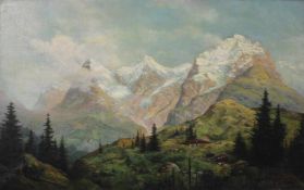 PHILIPP SEE (XIX - XX). "Jungfraugruppe 1904"66 cm x 103 cm. Gemälde, Öl auf Leinwand. Rechts