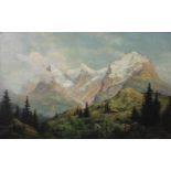 PHILIPP SEE (XIX - XX). "Jungfraugruppe 1904"66 cm x 103 cm. Gemälde, Öl auf Leinwand. Rechts