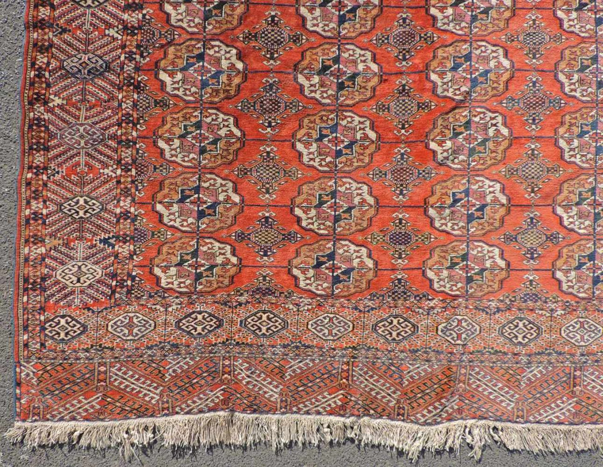 Jomud Stammesteppich. Iran. Antik, um 1910.309 cm x 210 cm. Handgeknüpft. Wolle auf Wolle. Göklan - Bild 2 aus 8