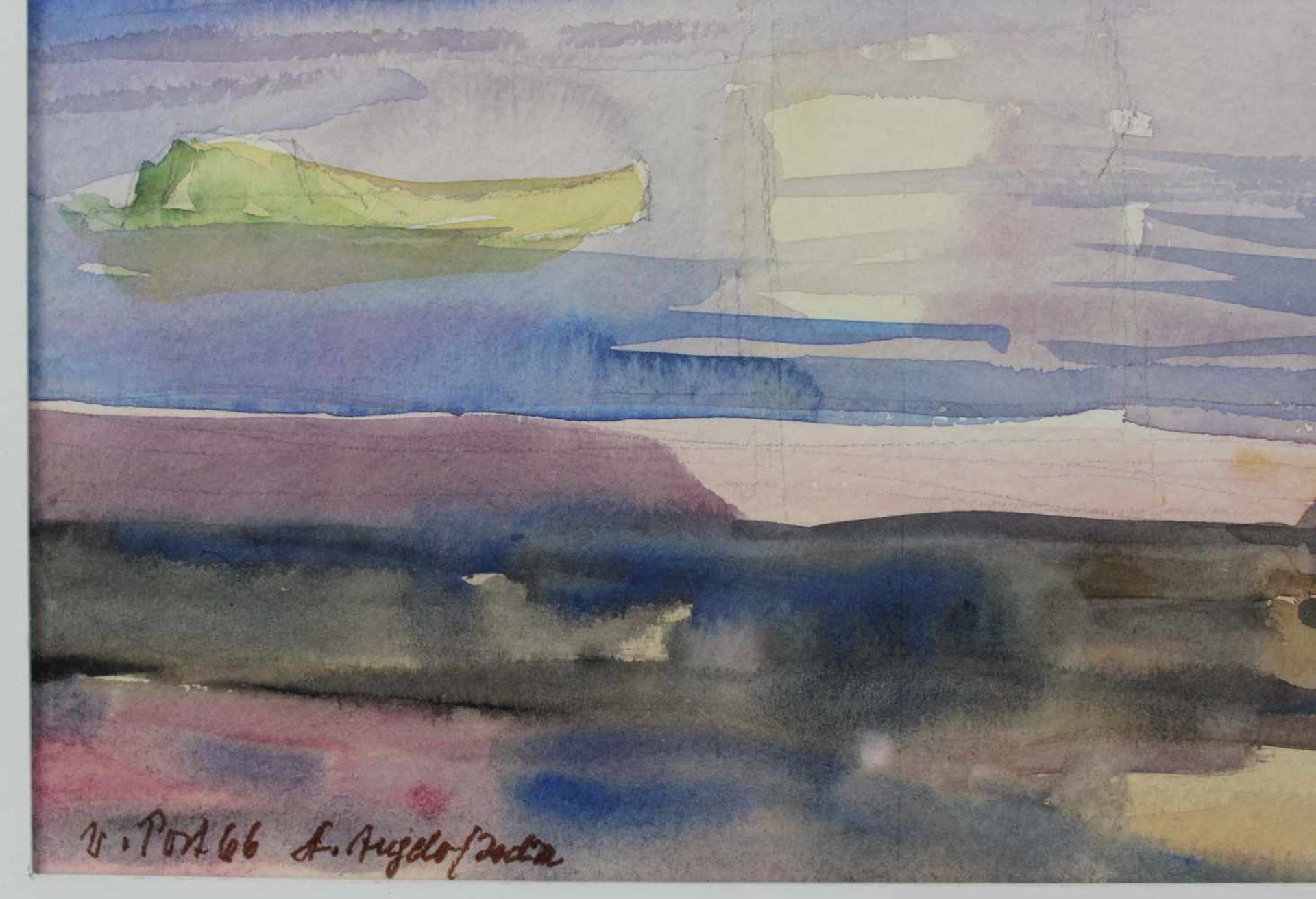 Willi POST (1912 - 1990). Sant'Angelo. Ischia. 1966.49 cm x 63 cm im Ausschnitt. Gemalt. Aquarell - Image 3 of 5