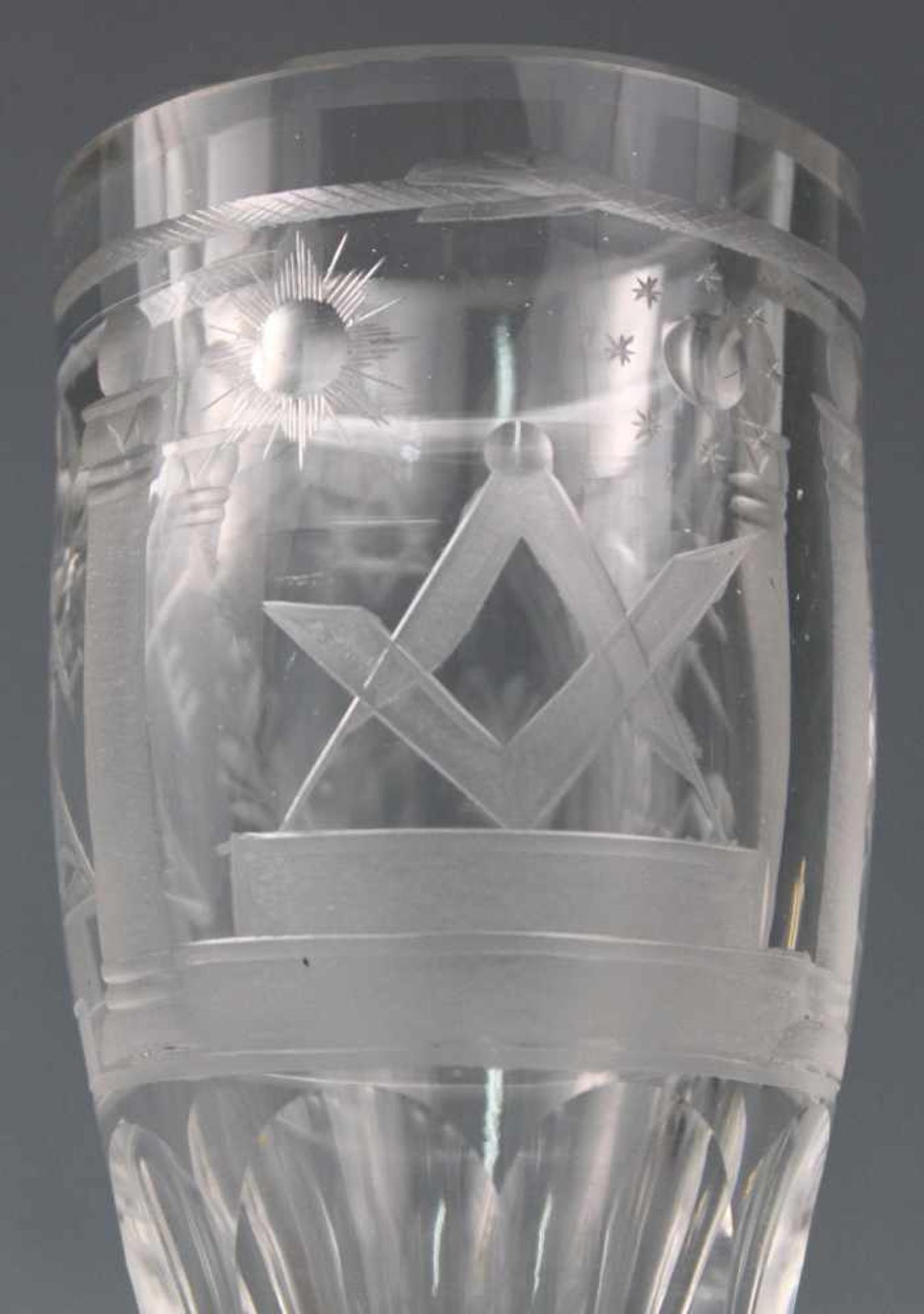 Logen Glas. Wohl Freimaurer um 1900. Geschliffen.17 cm hoch.Lodges glass. Probably Masons around - Image 5 of 8