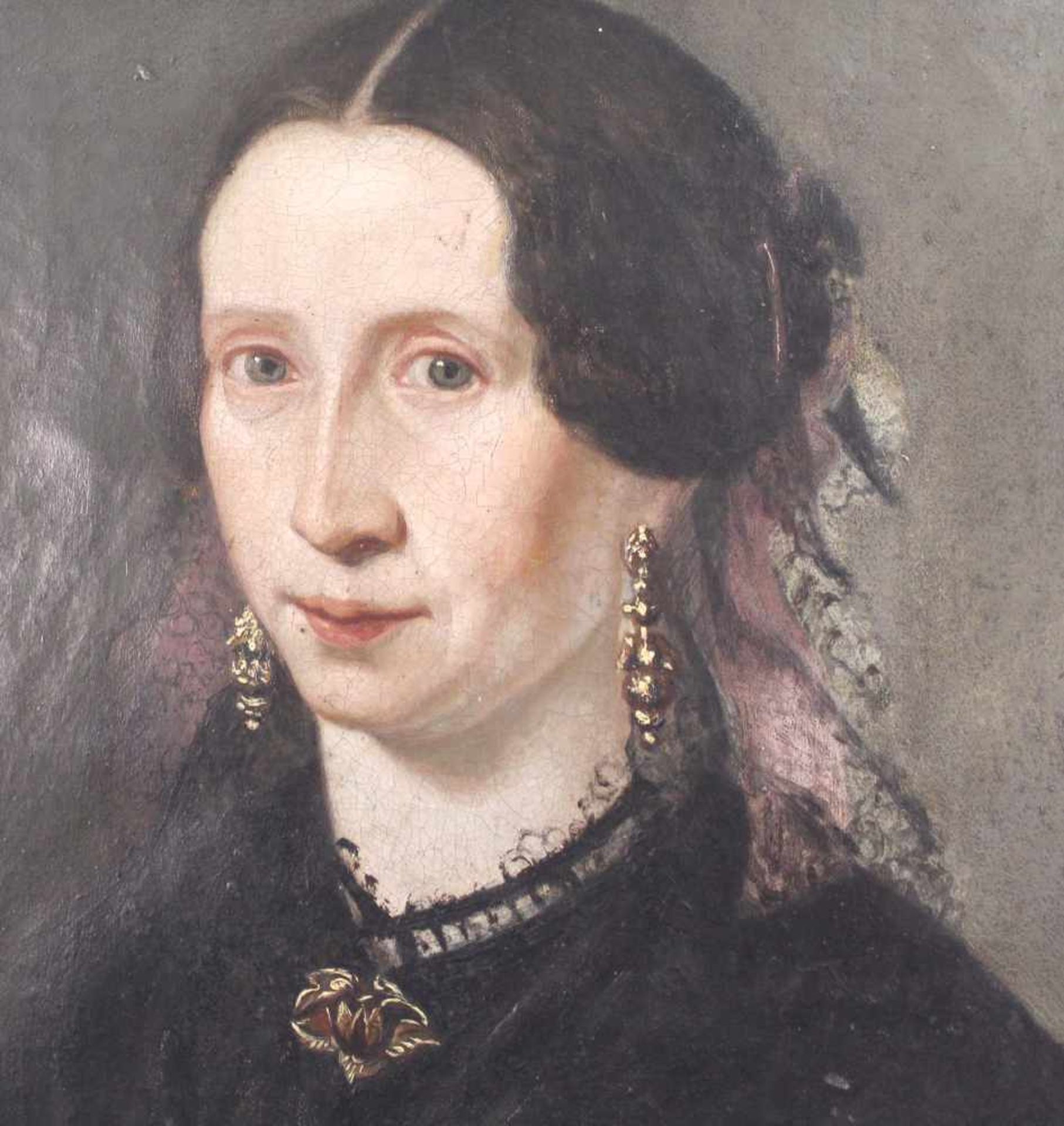 UNSIGNIERT (XIX). Portrait einer Patrizierin. Biedermeier um 1820.67 cm x 55 cm. Gemälde. Öl auf - Image 3 of 7