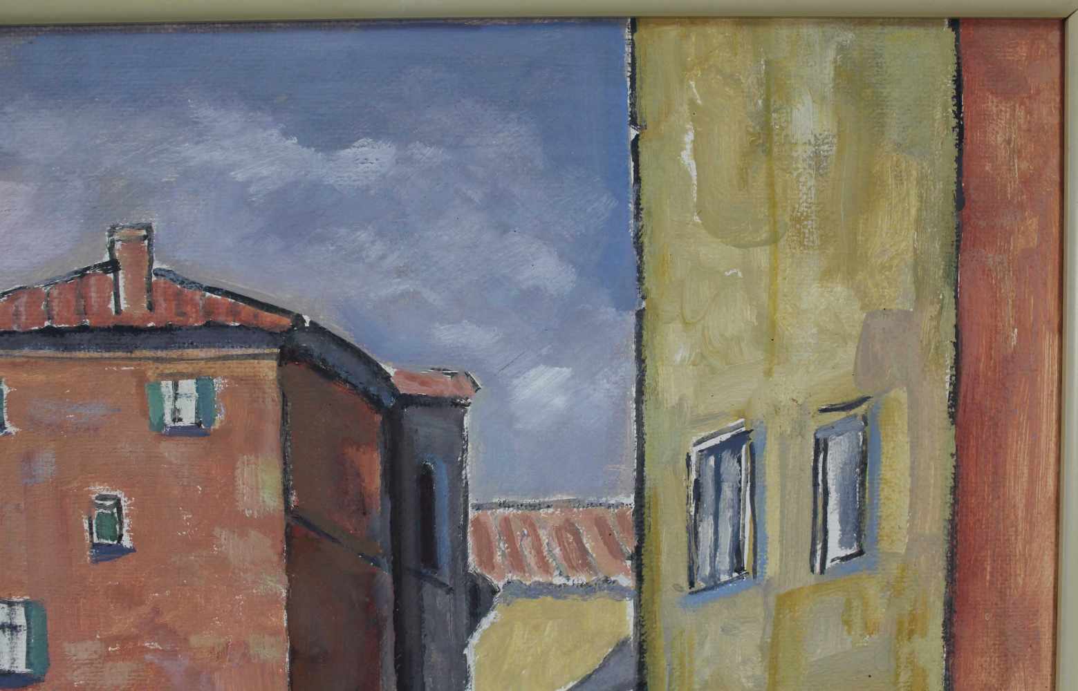 Willi POST (1912 - 1990). Calle in Venedig, Italien. 1985.53 cm x 78 cm. Gemälde. Öl auf Platte. - Image 5 of 6