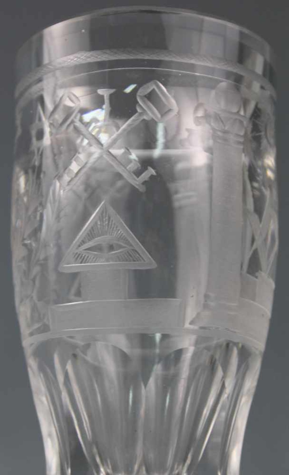 Logen Glas. Wohl Freimaurer um 1900. Geschliffen.17 cm hoch.Lodges glass. Probably Masons around - Image 4 of 8