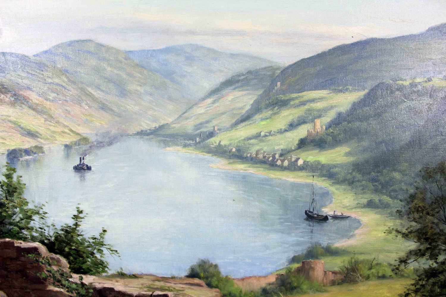 Hanni FRANKE (1890 - 1973). "Rheintal oberhalb von Bacharach".60 cm x 80 cm. Gemälde. Öl auf - Image 5 of 11