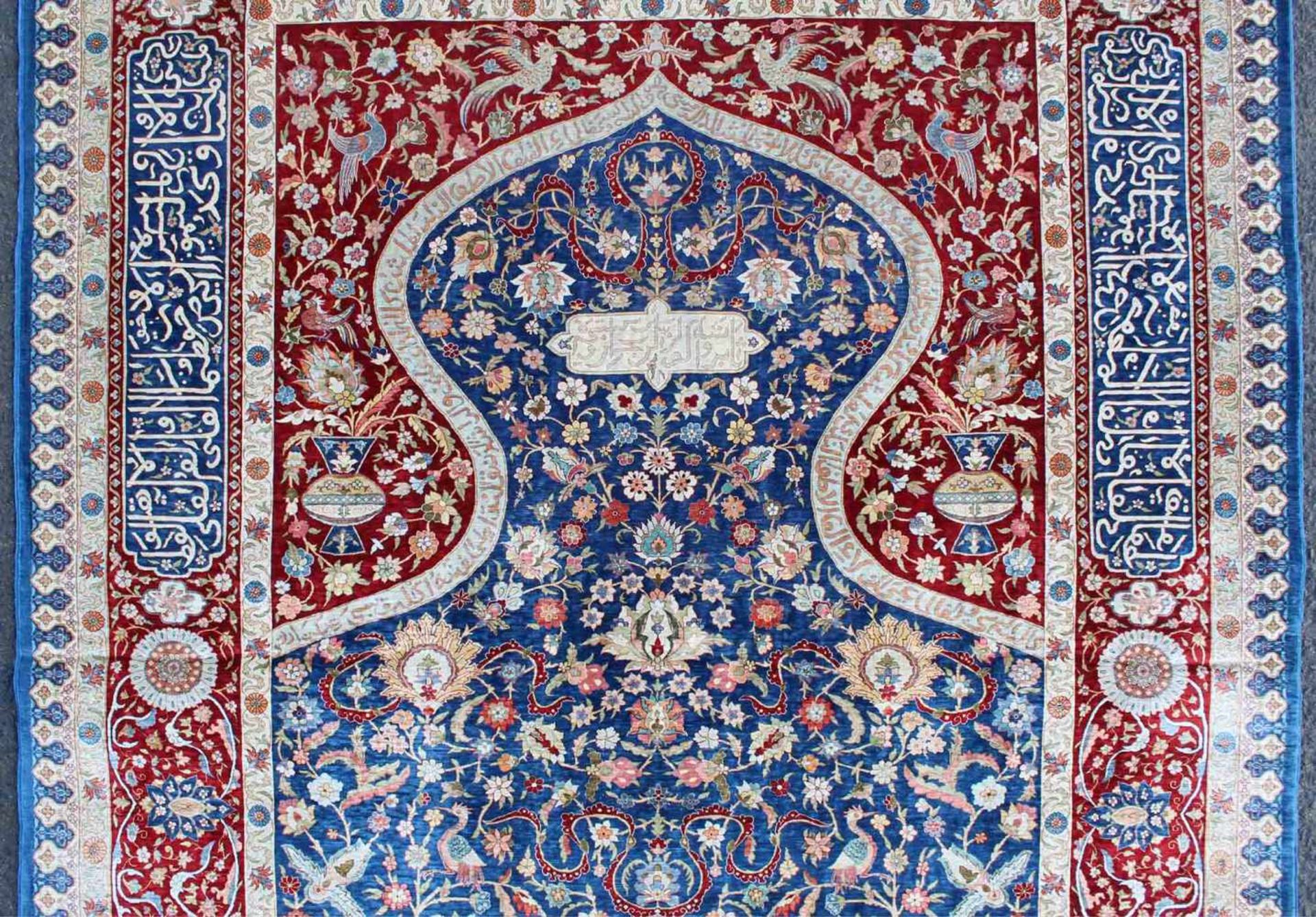 Hereke Seide Orientteppich "Özipek". Signiert. Türkei. Super feine Knüpfung.129 cm x 103 cm. - Bild 4 aus 10