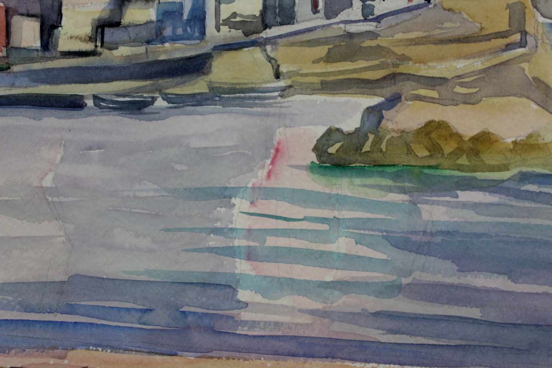 Willi POST (1912 - 1990). Sant'Angelo. Ischia. 1966.49 cm x 63 cm im Ausschnitt. Gemalt. Aquarell - Image 4 of 5