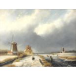 Wohl Johannes Hessel BROLSMA, (1909 -1990). Winter in den Niederlanden. Schlittschuhläufer.50 cm x