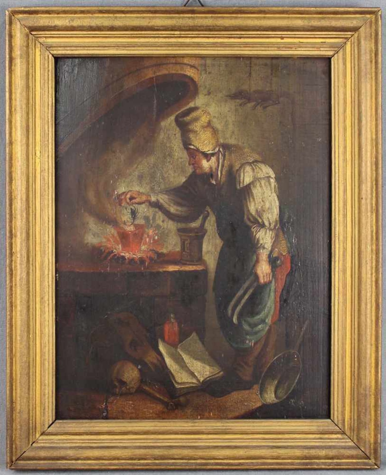 Umkreis David II TENIERS (1610 - 1690) der Jüngere. Hexenküche.31 cm x 24 cm. Gemälde. Öl auf - Image 2 of 5