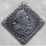 Dukaten / Taler - Klippe "Ferdinand II" 17. Jahrhundert.Quadratisch. Circa 21 mm x 21 mm, ca. 2,3