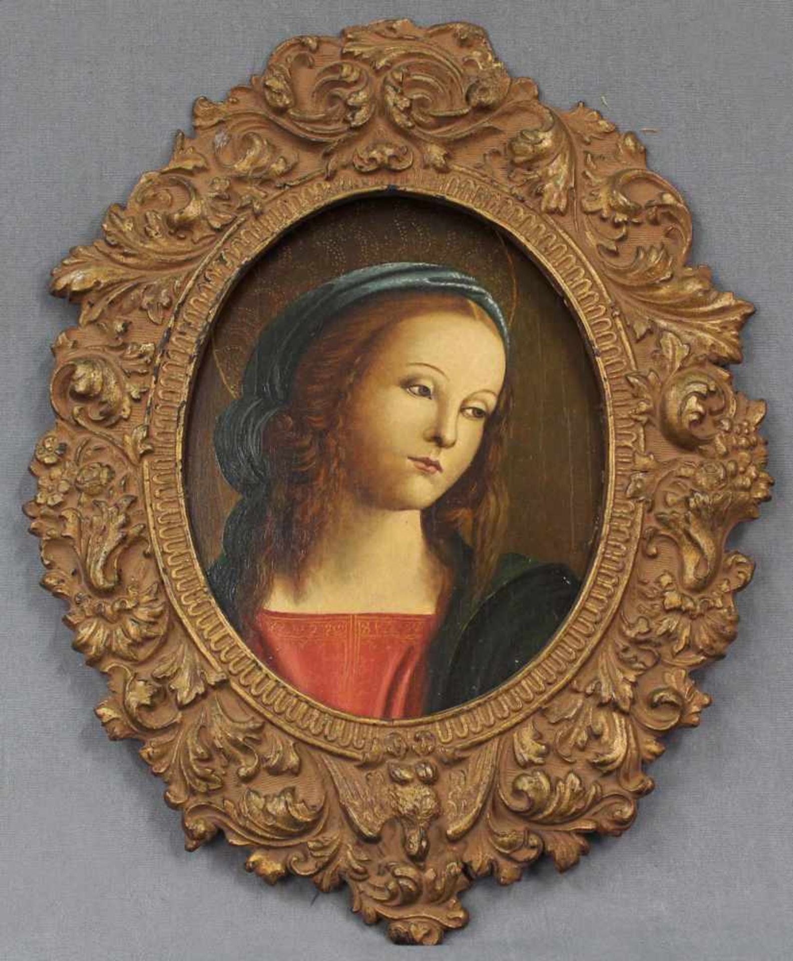 Italienische Schule (XVI - XVII). Maria Magdalena.22 cm x 18 cm oval. Insgesamt 40 cm x 32 cm. - Image 2 of 6