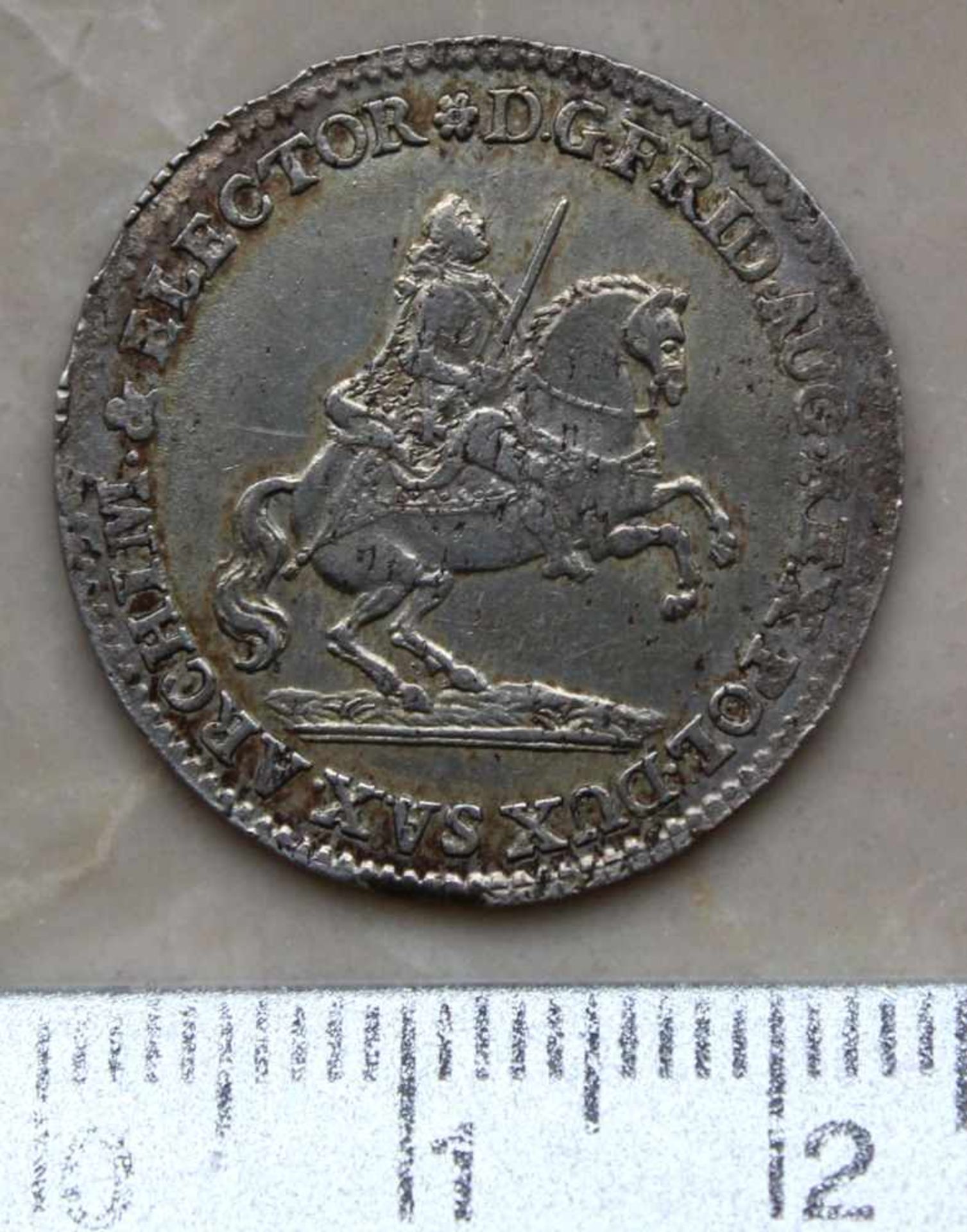 Vikariatstaler 1741. Friedrich August II. 1/2 Thaler.Münze Silber, ca. 3,6 Gramm. Sachen / Dresden. - Bild 3 aus 4