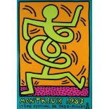 Keith HARING (1958 - 1990). "Montreux 17eme Festival de Jazz - Juillet 8/24."100 cm x 70 cm.