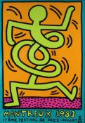 Keith HARING (1958 - 1990). "Montreux 17eme Festival de Jazz - Juillet 8/24."100 cm x 70 cm.