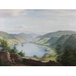 Hanni FRANKE (1890 - 1973). "Rheintal oberhalb von Bacharach".60 cm x 80 cm. Gemälde. Öl auf