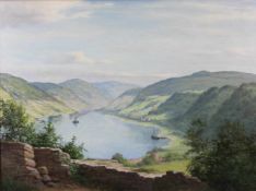Hanni FRANKE (1890 - 1973). "Rheintal oberhalb von Bacharach".60 cm x 80 cm. Gemälde. Öl auf