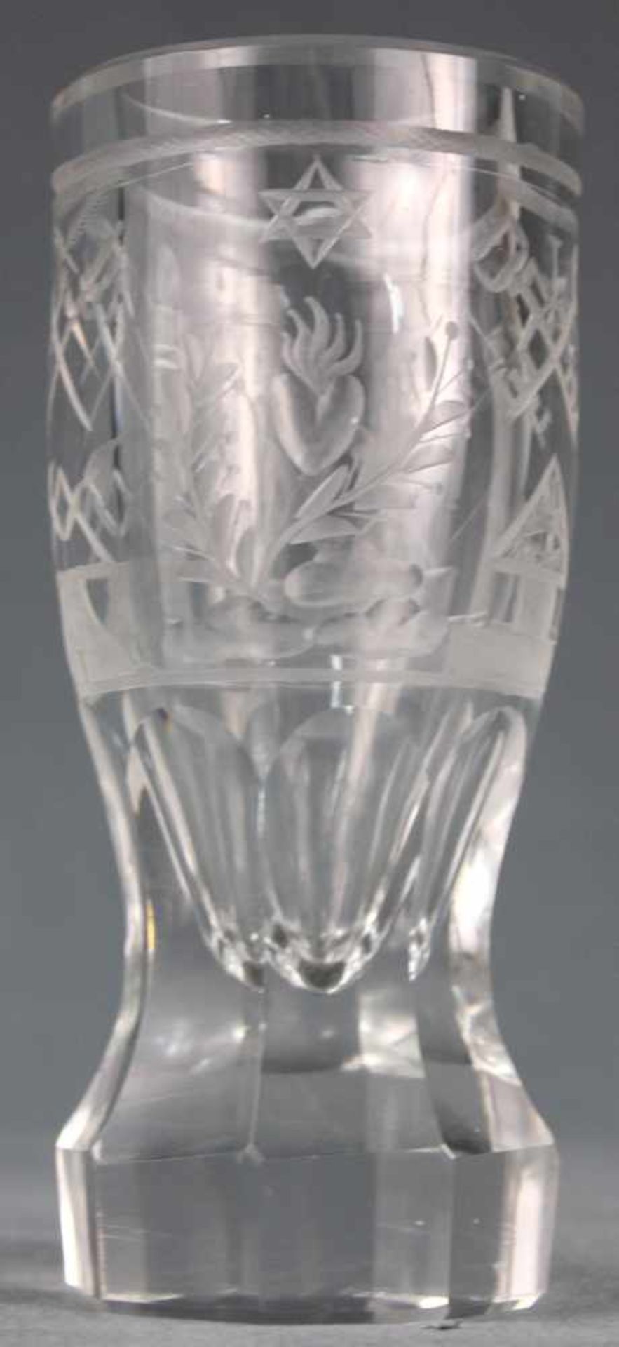 Logen Glas. Wohl Freimaurer um 1900. Geschliffen.17 cm hoch.Lodges glass. Probably Masons around - Image 2 of 8