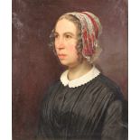 Clemens BEWER (1820 - 1884). Halb- Portrait einer Dame mit Spitzenhaube, 1848.65 cm x 53 cm.