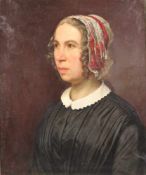 Clemens BEWER (1820 - 1884). Halb- Portrait einer Dame mit Spitzenhaube, 1848.65 cm x 53 cm.