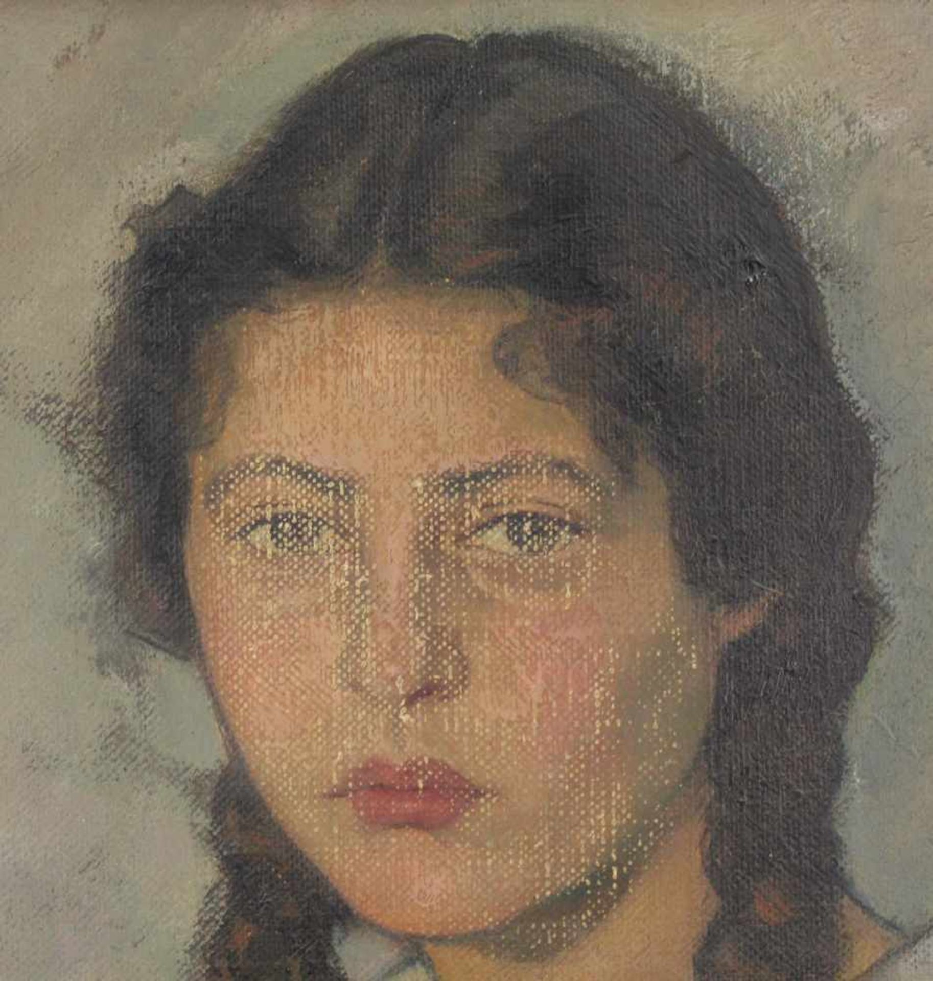 Paul BÜRCK (1878 - 1947). Portrait einer Frau im weißem Kleid 1919.63 cm x 48 cm. Gemälde. Öl auf - Bild 7 aus 8