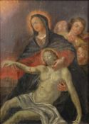 UNSIGNIERT (XVIII). Kreuzabnahme.24,5 cm x 18 cm. Gemälde. Öl auf Holztafel. Wohl Altarflügel.