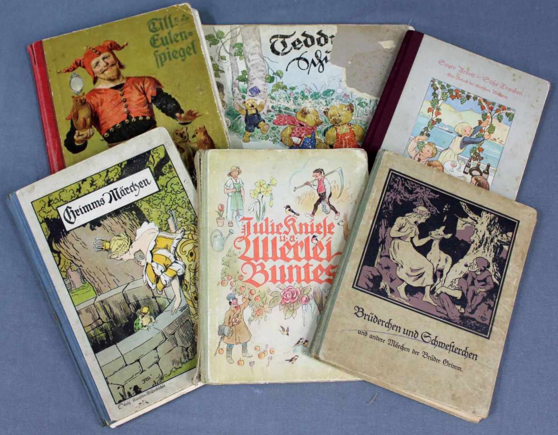 6 alte Kinderbücher."Grimms Märchen" Verlag Jos. Scholz Mainz, Scholz Künstler - Bilderbücher, (