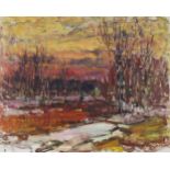 Martin KRUMINS (1900 - 1992). Erster Frühling. Birkenwald.76 cm x 62 cm. Gemälde. Öl auf Leinwand