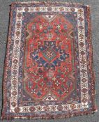 Schiraz Perserteppich. Iran. Antik, um 1920.153 cm x 110 cm. Handgeknüpft. Wolle auf Wolle.